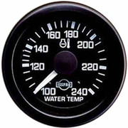 2.0625 Inch Electric Water Temperature Gauge 100-240F W Black Bezel Black White Back Light