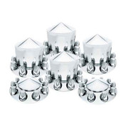 33MM Chrome Top Hat Axle Covers Kit - Pointed Replacement