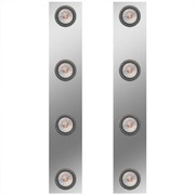12.25 Inch SS Rear Air Cleaner Panels With 8 - 2 Inch RedClear LEDs For Peterbilt 379 388 389 Replacement