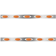 3 Inch Stainless Steel Cowl Panels With 10 P1 Amber LED Amber Lens Lights For Peterbilt 359