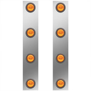 13 Inch Stainless Steel Front Air Cleaner Panels With 8 - 2 Inch AmberAmber LEDs For Peterbilt