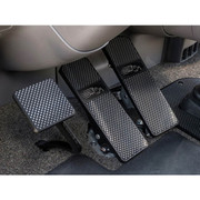 379 YEAR 2000 REALWHEELS BLACK ANODIZED ALUMINUM BILLET PEDAL SET W/ PETERBILT LOGO AND PYRAMID CUT DESIGN