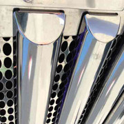 PETERBILT 389 YEAR 2011 33.5IN 304 STAINLESS STEEL HALF MOON VERTICAL GRILLE BAR