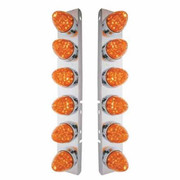 PETERBILT 378 YEAR 2003 SS FRONT AIR CLEANER BRACKET W12X19 LED WATERMELON LIGHTS BEZELS AMBER LED DARK AMBER LEN PAIR