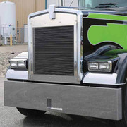 FREIGHTLINER CLASSIC 120 YEAR 2002 22IN STAINLESS STL TEXAS BOXED END BUMPER BLIND MOUNT WFRENCHEDIN LICENSE PLATE HOLDER