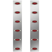 15 Inch Stainless Steel Rear Air Cleaner Light Panels W Twelve M5 LED Lights Red LED Red Lens