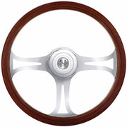 PETERBILT 388 YEAR 2013 18 INCH BLADE STYLE WOOD STEERING WHEEL W HUB AND HORN BUTTON KIT