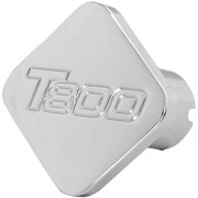 KENWORTH T800 CURVED GLASS YEAR 1996 CHROME-PLATED ALUMINUM SQUARE KNOB LOGO ENGRAVED