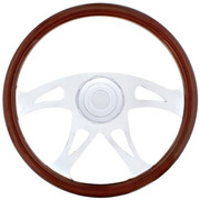 PETERBILT 377 YEAR 1998 18 INCH CHROME 4 SPOKE BOSS WOOD STEERING WHEEL
