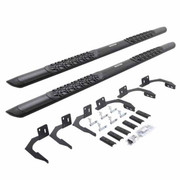 RAM 3500 YEAR 2010 V-3 SERIES 5 X 87 INCH BLACK ALUMINUM OVAL SIDE BAR BRACKETS W/ 4 DOORS CREW CAB