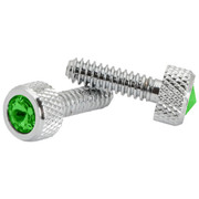 PETERBILT 377 YEAR 1993 SMALL CHROME DASH SCREWS WITH GREEN JEWEL