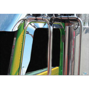389 YEAR 2010 STAINLESS DOOR WINDOW DEFLECTORS - CONVEX MIRROR CUTOUT ON PASSENGER SIDE WITH DOOR MOUNTED MIRROR