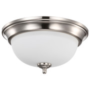 Center Lock 13 Inch LED Flush Mount 19 Watt 3000K Brushed Nickel Finish Frosted Glass Replacement