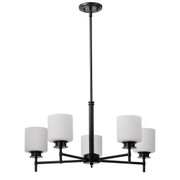 Warren 28 Inch 5 Light Chandelier Gun Metal W Satin White Glass Replacement