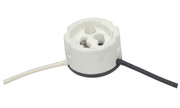 GX10 Round Porcelain Halogen Socket 12 in SF-1 200C Leads .6875 in Height Screw Holes .75 in CC Replacement