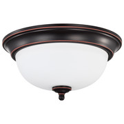 Center Lock 13 Inch LED Flush Mount 19 Watt 3000K Mahogany Bronze Finish Frosted Glass Replacement