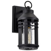Wilton 1 Light Small Wall Lantern Matte Black with Clear Seeded Glass