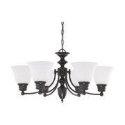 Empire 6 Light 26 in. Chandelier with Frosted White Glass Color Retail Packaging Replacement