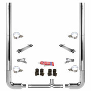 PETERBILT 378 YEAR 2007 8X114IN CRM FT STACK EXHAUST KIT W 90S UNIBILT AND 8IN YPIPE STAND SPOOL 55IN UNIBILT 8IN TAPER LOCK CRM TEE