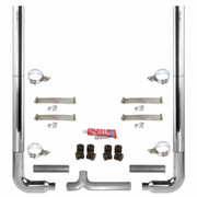 359 YEAR 1975 7-5X96IN CRM EXHAUST KIT W FT STACKS AND LONG DROP ELBOWS STAND SPOOL 5IN TEE AND FLEX