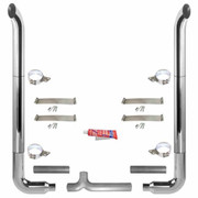 359 YEAR 1969 6-5 X 102 INCH CHROME EXHAUST KIT W WEST COAST TURNOUT STACKS AND LONG DROP ELBOWS