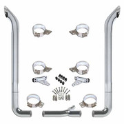 379 YEAR 2007 7 X 114 INCH CHROME EXHAUST KIT WITH BULL HAULER STACKS AND LONG DROP ELBOWS
