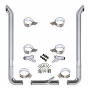 378 YEAR 1989 7 X 96 INCH CHROME WEST COAST TURNOUT STACK EXHAUST KIT W LONG DROP ELBOWS
