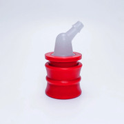 IN-0127484 Female Hansen Quick Disconnect with 45 degree Angled Barb Fits .25IN ID Tubing Red