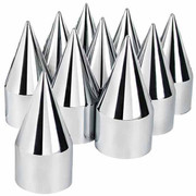 1.5 X 4.125 Inch Chrome Push-On Budd Style Spike Nut Covers -10 Pack Replacement