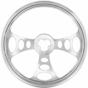 18IN Chrome-Plated Alum 3 Spoke Oval Cutout Steering Wheel PB 05-1993-04-1998 Tilt Telescopic