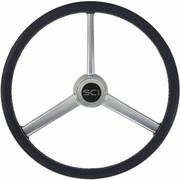 20IN Gun Metal 3 Spoke Black Leather Retro Steering Wheel Kit International Tilt Telescopic