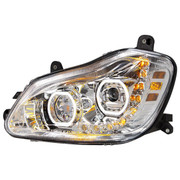 Black Halo Projector LED Headlight With Sequential Turn Signal Passenger Side Replacement