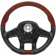 579 YEAR 2017 18 INCH WOOD LEATHER STEERING WHEEL WITH FLAT BOTTOM