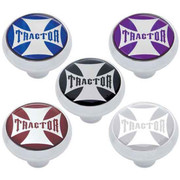 F650 YEAR 2000 CHROME TRACTOR DELUXE AIR BRAKE KNOB WITH BLUE MALTESE CROSS STICKER