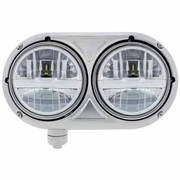 379 YEAR 2000 PASSENGER SIDE STAINLESS STEEL LED DUAL HEADLIGHT WITH CHROME INNER CROSSBAR NEEDS MOUNTING BRACKETS