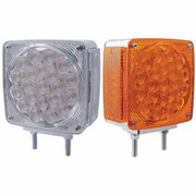 FLC112 YEAR 2003 DBL FACE DBL STUD SQUARE FACE SIGNAL LIGHT W AMBER RED LED CLEAR LENS PASS SIDE