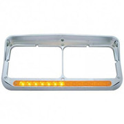 CLASSIC XL 132 YEAR 2001 CHRM RECT DUAL HEADLIGHT BEZEL DRIVER W 14 LED SEQ LIGHT BAR AMB LED LEN