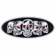 Chrome Die-Cast Silver Skull Emblem - 7 0.875 X 3 0.25 Inch Replacement