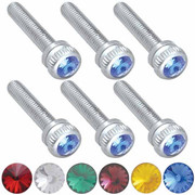 Chrome Dash Screws With Blue Jewel 6 Pack For Kenworth Replacement
