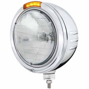 FLC120 YEAR 1976 SS BULLET EMBOSSED STRIPE HEADLIGHT WITH BULB 4 DIODE AMBER LED DUAL FUNCTION SIGNAL LIGHT