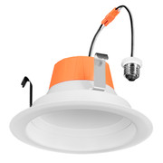 LED 4IN Retrofit Downlight Kit 650 Lumens Sel CCT Smooth Trim E26 Base White Finish Replacement