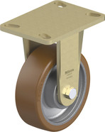 HD Welded Steel Fixed Caster 6IN Brown PU on Rugged Gray Cast Iron Whl 6.25x4.5IN Mt Plate 7.875IN H Replacement