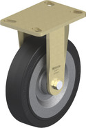 HD Welded Steel Fixed Caster 8IN Black Rub on Thick-Walled Press Stl Whl 6.25x4.5IN Mt Plt 9.625IN H Replacement