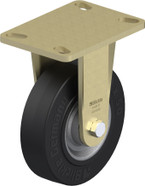 HD Welded Steel Fixed Caster 6.3125IN Rub Thk-Wall Press Stl Black Whl 6.25x4.5IN Mt Plt 8.0625IN H Replacement