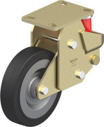 HD Welded Steel Fixed Caster 8IN Black Rub on Thk-Wall Press Stl Wheel 6.25x4.5IN Mt Plt 10.4375IN H Replacement