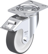 Pressed Steel Swivel Caster 6IN PU Nylon 6 Dark Gray Whl 6.25x4.5IN Mt Plate W Total Stop Fix Brake Replacement