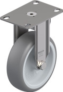 SS Light Duty Fixed Caster 4IN Gray Rub on High-Quality PP Wheel 3.625x2.5IN Mount Plate 5.375IN H Replacement