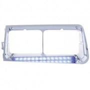 FLD-112 YEAR 2005 14 LED RECTANGULAR DUAL HEADLIGHT BEZEL - BLUE LED CLEAR LENS - DRIVER SIDE