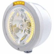 378 YEAR 2007 304 SS 7 INCH BULLET HALF MOON LED HEADLIGHT WITH AMBER HALO AMBER LENS TURN SIGNAL