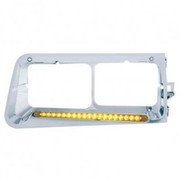 FLD-112 YEAR 2000 CHROME DUAL SQUARE HEADLIGHT BEZEL PASSENGER SIDE 19 AMBER LED CLEAR LENS